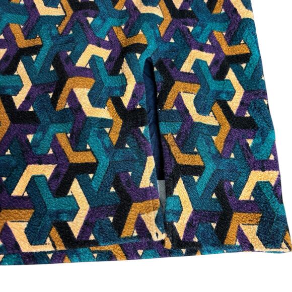 Maeve Print  Pencil Skirt Turquoise  Geometric Patterns  Lined Colorful Career M - Picture 4 of 10